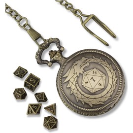 Galdor's Guild Travel DND Pocket Watch & Mini Metal Polyhedral Dice Set 6mm | Great Tiny Case & Watch for RPG, Tabletop and Board Games Like Dungeons & Dragons & Warhammer for Any DM
