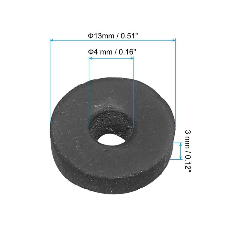 PATIKIL M4 Rubber Flat Washer, 16 Pack 4mm ID 13mm