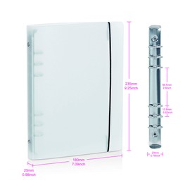A5 6 Ring Binder Cover with Snap Button Closure Loose Leaf Folders Notebook Shell Protector for 6 Hole Planner Pages Refill Insert (Translucent Plastic)