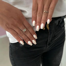 Glazed Champagne Chrome Press on Nails Medium Coffin,SXVME Fake Nails Square Aurora Nails Press ons,Acrylic Nails Glue on Nails Short, Flash False Nails,Mirror Effect Gel Nails Stick on Nails in 24PCS