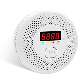 Carbon Monoxide Detector & Smoke Alarm Combination,Vzmcov AA Batteries Powered HD Screen CO Smoke Detector 2 in 1,with LCD Digital Display for Voice Alert for Home Basement Kitchen Hotel Bedroom 4p