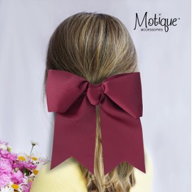 Burgundy Jumbo Bow Pony with Tails