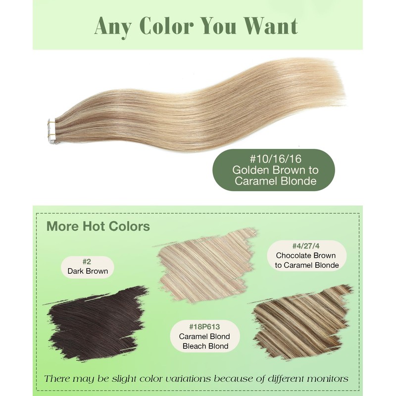 SURNEL Tape in Hair Extensions Human Hair 14 inch Golden