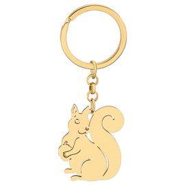 BAMAY Adorable Squirrel Keychain Stainless Steel Novelty Car Key Rings Charms Gifts for Women Girls Birthday Accessories (Gold A)