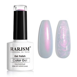 RARJSM Pearl Blue Gel Polish,Pearlescent Gel Nail Polish,Shell Glitter Purple Mermaid Shimmer Iridescent Nail Gel Polish Soak Off LED UV Curing Requires Swirl Thread Effect DIY Manicure Use 7.5ML