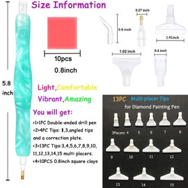 Praise V Do Diamond Painting Pen Tools, 5D Diamond Art Pen Placers and 10Clays, Diamond Painting Drill Pen Stylus, Gem Rhinestone Picker Tool, Nail Art Decoration, Aqua Green