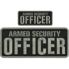 SMLTH Quality Grey Embroidery Patch 4x10 & 2x5 Hook - Armed Security Officer