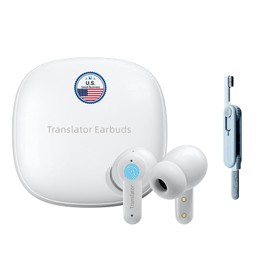 ANFIER M3 Offline Translation Earbuds 74 Languages and Accents Lifetime-Free Two-Way Translator Device in Real Time fit iOS & Android with Earbuds Cleaning Brush