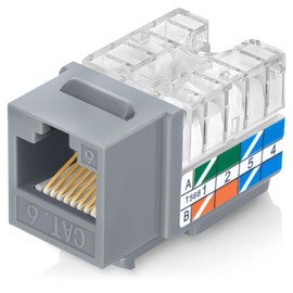 Everest Media Solutions 90° Angled CAT6 Keystone Jack in Grey - Slim Profile RJ45 Ethernet Connector - Compatible with 90° Angled Speed Termination Tool - easyJACK (B094WB91H3) - 20-Pack