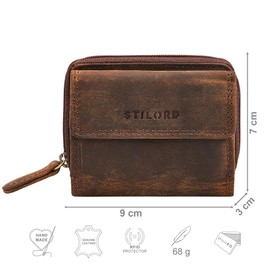 STILORD 'Suki' Small Women's Leather Wallet - Mini Purse with Zip Retro Leather Wallet with Extra Coin Compartment - Genuine Leather Wallet in Elegant Gift Box, Crete - Brown, XS, coin purse
