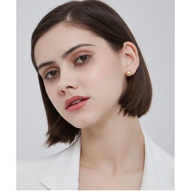 Gold Plated Ball Huggie Hoop Earrings for Women Girls Round Balls Chunky Hoops Earring Sterling Silver Pin Post Pierced Wrap Cuffs Minimalist Jewelry Gifts Birthday Christmas (Gold)