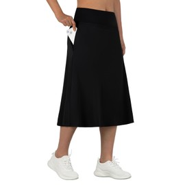 ANIVIVO Women's Midi Length Skorts Skirts with Pockets Modest Skirts 28" Long Knee Length Athletic Skorts(Black L)