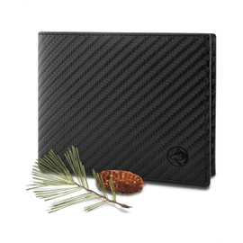 Wolfstrøm Men's Leather Wallet 'Nørge' - Tri-Fold Men's Wallet RFID Blocker - 6/8 Card Compartment, ID Compartment, Large Additional Compartment, Note Compartment, Change Compartment, (04) Carbon,