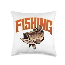 Angler, Fischer, Angel Fish Fish Outifts And Gifts Angel, Angler Fisherman Outfit Bass Fishing Throw Pillow, 16x16, Multicolor