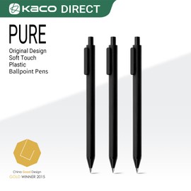 Kaco 10 Pieces Ballpoint Pens PURE, Black Ink, 1.0 mm Medium Point, 10 Count Pack Pens Retractable Journaling Office Supplies