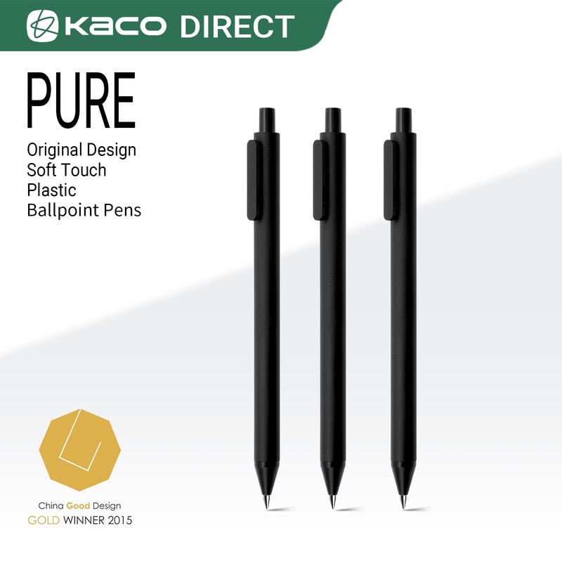 Kaco 10 Pieces Ballpoint Pens PURE, Black Ink, 1.0 mm