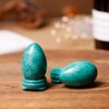 dssmboom Polished Green Howlite Turquoise Crystal Egg with Stone Stand,
