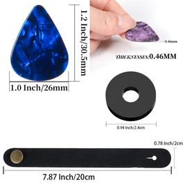 Guitar Neck Strap Button and Guitar Strap Locks, Guitar Picks, Acoustic Guitar Strap Lock Adapter Leather Guitar Strap Button for Bass Guitars Ukulele Straps (Black, 3 Suit)