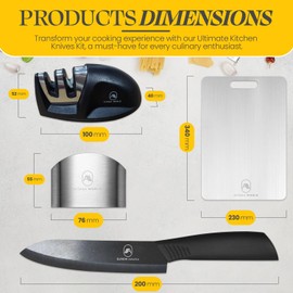 Stainless Steel Cutting Board for Kitchen – 4-Piece Kitchen Kit with Finger Guards, Paring Knife & Knife Sharpener – Rustproof Steel Chopping Board, Non-Slip, Easy to Clean,for Meat, Veggies & Fruits