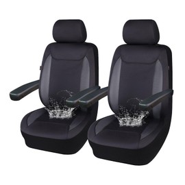 Flying Banner AquaShield Front car seat Covers Set Waterproof Water Resistant arm Rest Shoulder Seatbelt Compatible Truck Protectors Universal Non Slip (Black Neoprene, Front Pair)