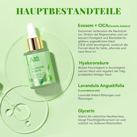 ANAiRUi Exosome Cica Serum für empfindliche Haut mit Centella Asiatica Refine Texture Reizarmes, feuchtigkeitsspendendes, strahlendes & beruhigendes Serum, 30ml