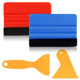 4 Pcs Felt Edge Squeegee Car Wrapping Tool Kits, Car Vinyl Wrap Tool,Car Window Tint Kit, Car Straight Scraper Tool for All Vinyl Wrap,Window Tint,Car Stickers Cutting,DIY Crafting