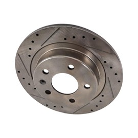 KarParts360 For Chevy Equinox 2018 2019 Brake Disc Driver Or Passenger Side | Rear | Single Piece | Natural | Cross-drilled and Slotted | 11.34 Inches OD Diameter | Solid | 5 Lugs | 12162145, 41348