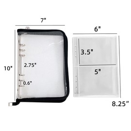 Small Photo Album Clear Photo Sleeves Hold 100 Photos 5x3.5, 6 Ring Mini Picture Album Binder Zipper Case,Photo Album Book, Picture Book for Photos,Jewelry,Photocards,A5 Paper,Stationery (Black)