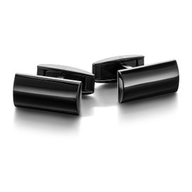 Colibri Polaris Cufflinks for Men - Polished/Satin/Black Steel - Designer Cufflinks with Swivel Whale Clasp - Gift Box, Stainless Steel, Not applicable