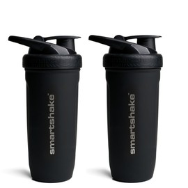 Smartshake 2 Pack Stainless Steel Non-Insulated Protein Shaker Bottle for Protein Mixes, 30 fl oz | Leak Proof Shaker Cups for Protein Shakes | Protei