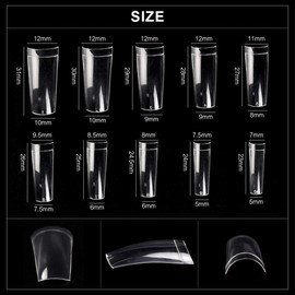 KADS French Nail Tips, 500 Pieces Flake Nails Half Cover 10 Sizes False Nails Women French Acrylic with Box for Nail Salon and DIY Nail Art (HC15)