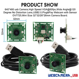 G 60fps USB Camera Module 0.3 MP Webcam Module VGA Webcam 480P 120 Degree Lens USB with Camera, Super Min Embedded Video Camera Boards Windows Android Mac Linux Raspberry Pi Web Cam Module