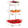 YYW 3 Tier Fruit Bowl for Kitchen Counter, White Ceramic