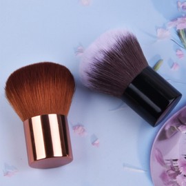 LEQ 2Pcs Nail Art Dust Powder Remover Brush Set, Nail Dust Cleaning Brushes Soft Kabuki Brush for Makeup & Acrylic Nails Gold and Black