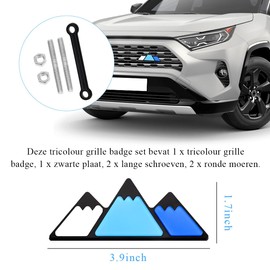 Yourkar Front Grille Badge, Classic Retro Tri-Color Stripe Automotive Mesh Grille Label Emblem, Decorative Decal Badge Compatible with Tacoma 4Runner, Decoration Car Accessories (A)