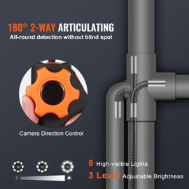 Happybuy Two-Way Articulating Borescope with Light, 0.25" Lens Inspection Camera, 5" IPS HD Screen, Flexible Fiber Optic Snake Scope for Wall, Automotive & Engine Inspection, 4.9FT