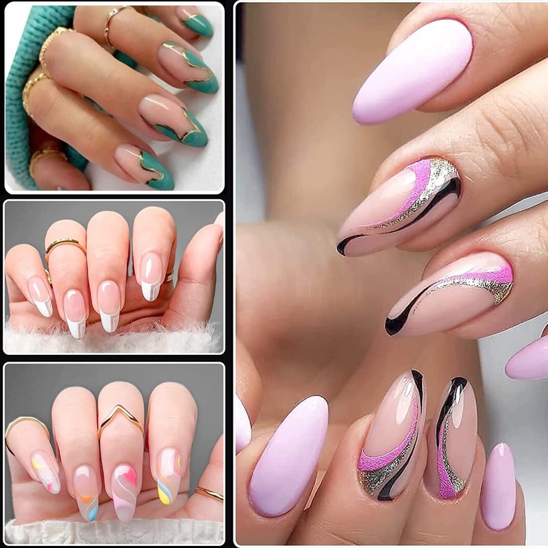 120PCS Clear Half Frosted Nails Tip Almond Acrylic Fake Nails