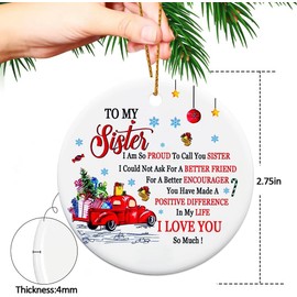 Sister Christmas Ornaments 2024,Sister Ornament for Christmas Tree,Best Sister Gifts from Sister,Sister Ornament Gifts for Sisters,Friends Xmas Ornaments Friendship Gifts for My Sister Women
