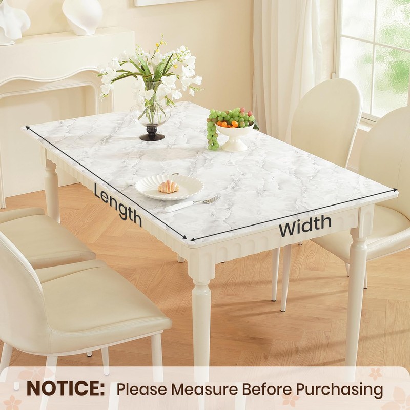 OstepDecor Marble-Look Table Protector 36 x 60 in, Waterproof PVC