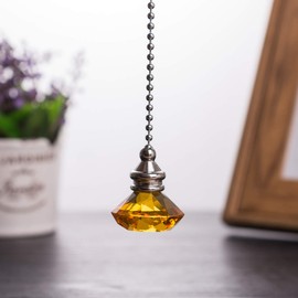 LONGSHENG Ceiling Fan Pull Chain Set - 2 pieces Amber Diamond Fan Pull Chains 20 Inch Ceiling Fan Chain Extender with Chain Connector Home Wedding Decor Ornament Pendant