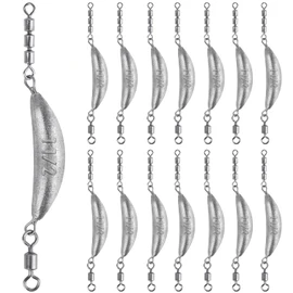 THKFISH Fishing Spin Sinker，Crescent Sinker with 3 Roller Swivels Fishing Sinker Drop Shot Weights Fishing Weights Kit Inline Trolling Sinkers,Torpedo Sinkers Saltwater Freshwater,1/2-6OZ