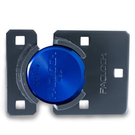 PACLOCK's UCS-7A/775 Hasp and Puck Combo Kit, Buy American Act Compliant, High Security 6-Pin Cylinder, One Lock Keyed to a Number U-Pick! w/ 2 Keys, Blue Anod. Puck, Double Coated Grey Hasp