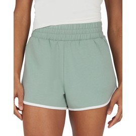 90 Degree By Reflex Womens 2 Pack Softlite Café to Cardio Tulip Hem Short - Green Milieu/HTR.Grey - Large