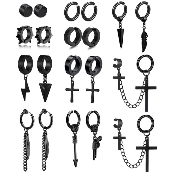20 Pieces Magnetic Stud Earrings Stainless Steel Clip Earrings Cross