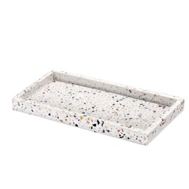 Luxspire Bathroom Vanity Tray, 8 x 4 inch Resin Kitchen Sink Tray for Soap Dispenser Bathroom Countertop Organizer Plate Holder for Perfume Soap Towel Bathroom Accessories, Mini, Terrazzo