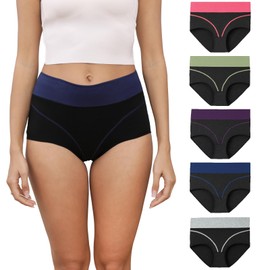 Forllori Women's High Waisted Cotton Underwear Briefs Ladies Panties 5 Pack Multicolor S
