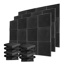 YDHTDLHC 52 Pack Acoustic Panels Studio Foam 12"X12" X1" Sound-proof cotton, suitable for church, anchor room, singing room, home theater (Black)