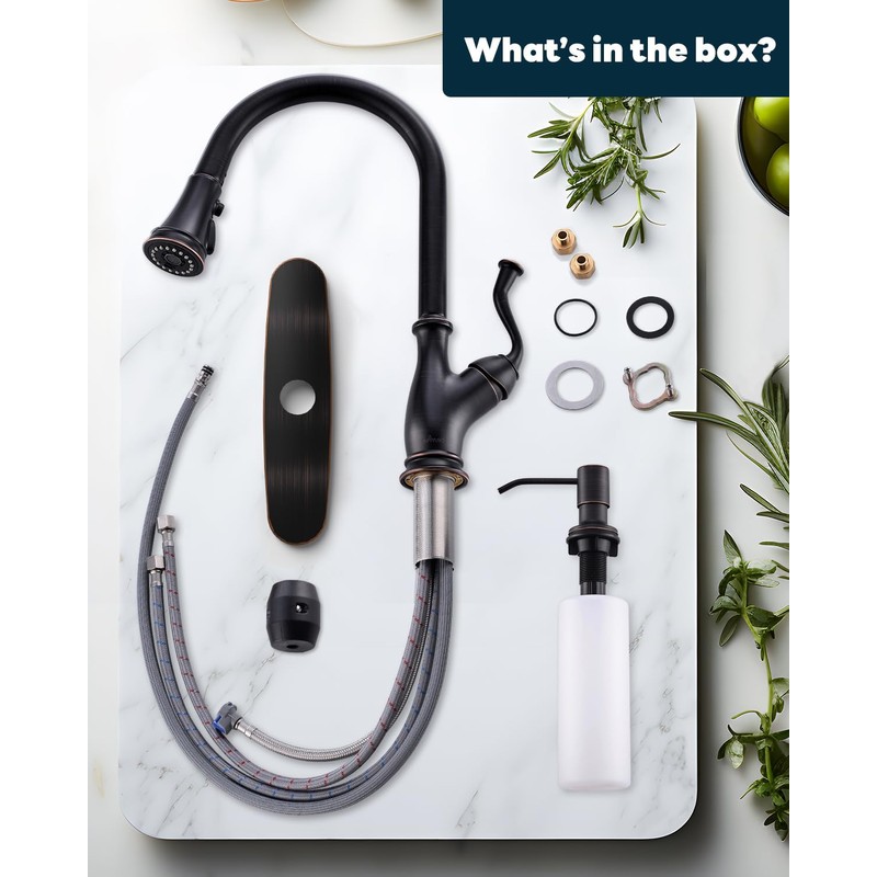 APPASO Oil Rubbed Bronze Kitchen Faucet with Soap Dispenser, Stainless