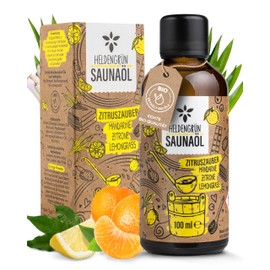 Heldengrün Organic Sauna Infusion Citrus Magic [Real Organic Oils] - Sauna Oil with Mandarin, Lemon & Lemongrass - Sauna Infusion with Organic Essential Oil
