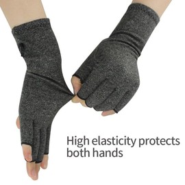 Jesata Arthritis Compression Gloves for Men & Women | Open Finger Gloves for Wrist Support | Hand Therapy Carpal Tunnel Gloves, Relieve Arthritis Pain, Breathable Moisture Wicking Fabric (Brown, L)